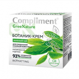 Ботаник-крем Compliment GreeNature с зеленым чаем для смешанной и жирной кожи лица, 50 мл